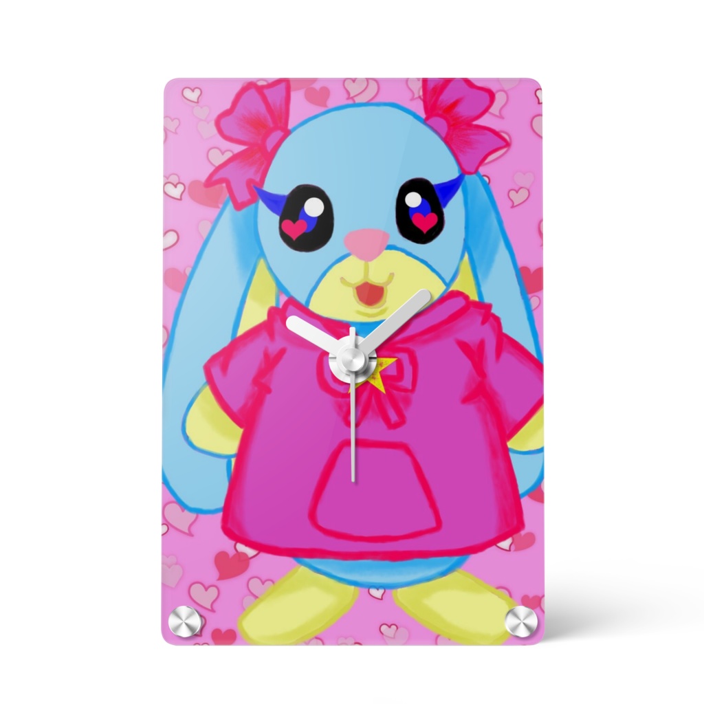 うさんちゃんのアクリル時計 うさぎは水色 Booth