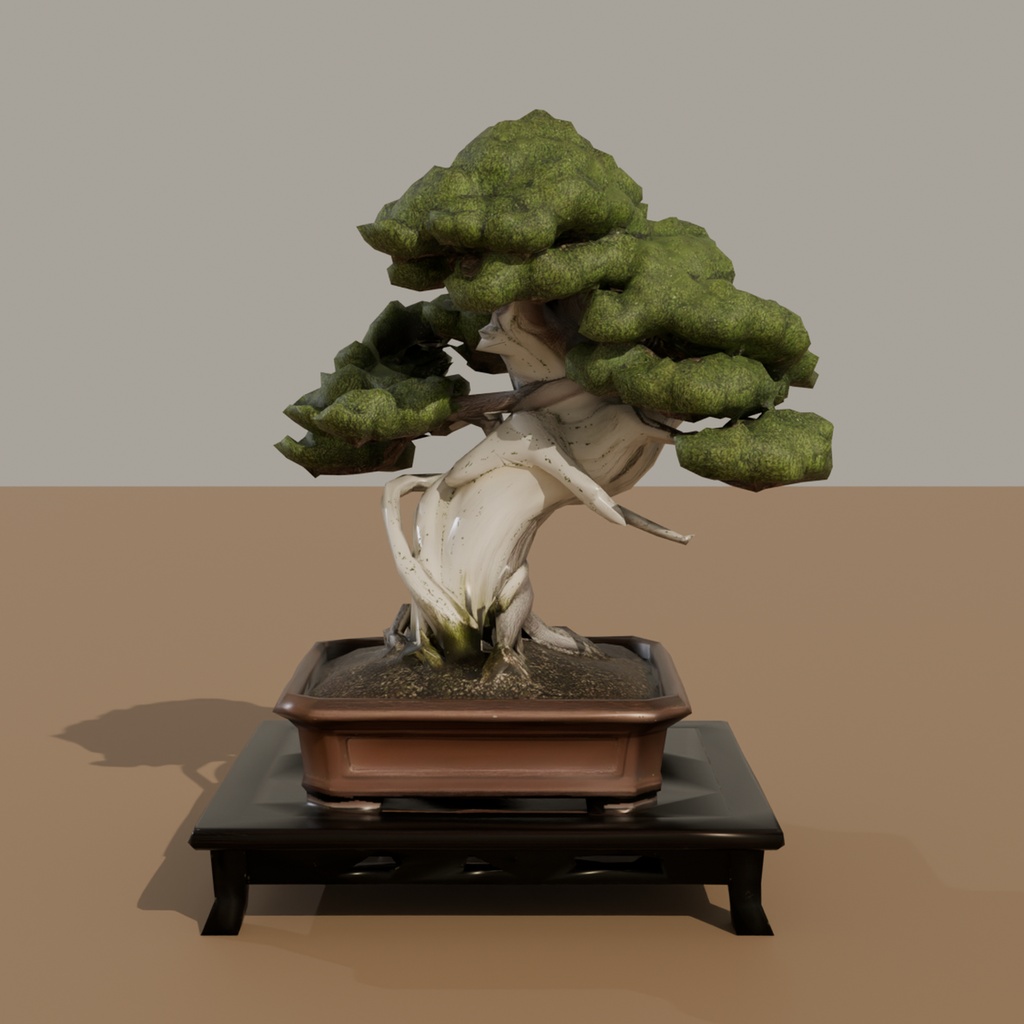 盆栽 真柏 風雪の古木|VRChat向け和風3D置物・インテリア【ワールド装飾】