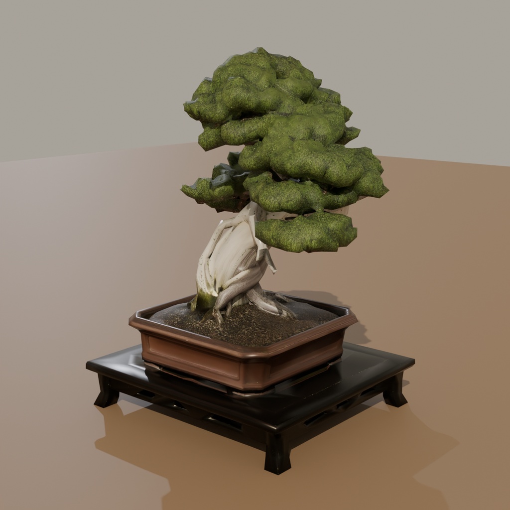 盆栽 真柏 風雪の古木|VRChat向け和風3D置物・インテリア【ワールド装飾】