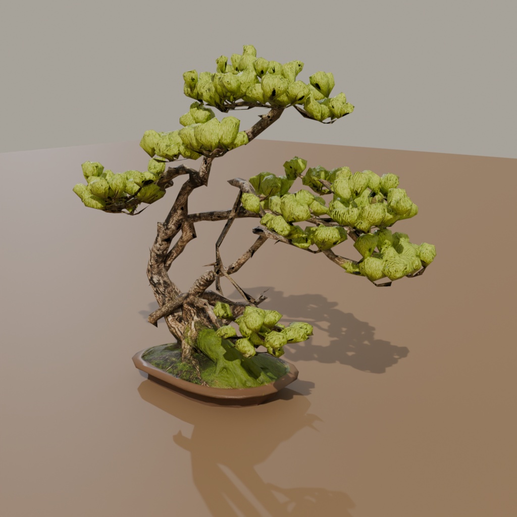 盆栽 五葉松 芽吹|VRChat向け和風3D置物・インテリア【ワールド装飾】