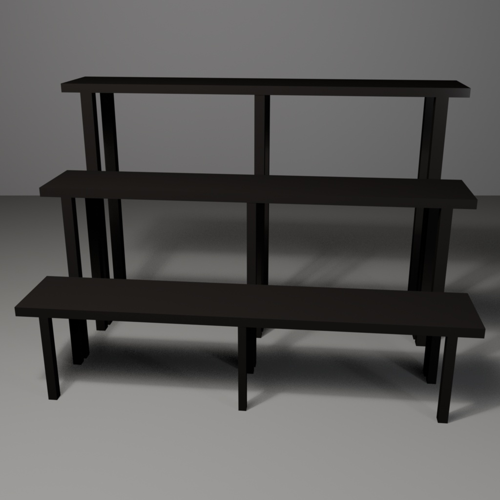 盆栽棚 黒漆|VRChat向け和風3D置物・8サイズ入り【軽量・Quest対応/ワールド装飾】