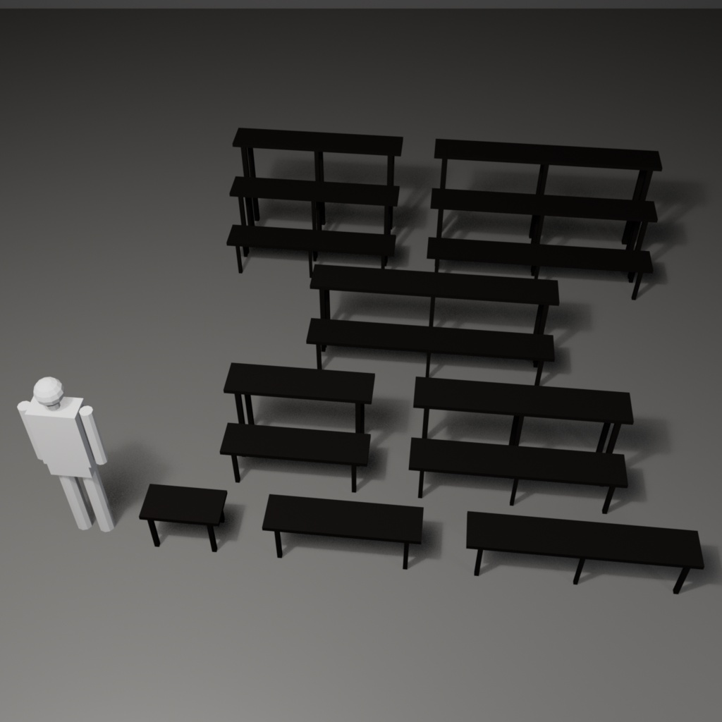 盆栽棚 黒漆|VRChat向け和風3D置物・8サイズ入り【軽量・Quest対応/ワールド装飾】