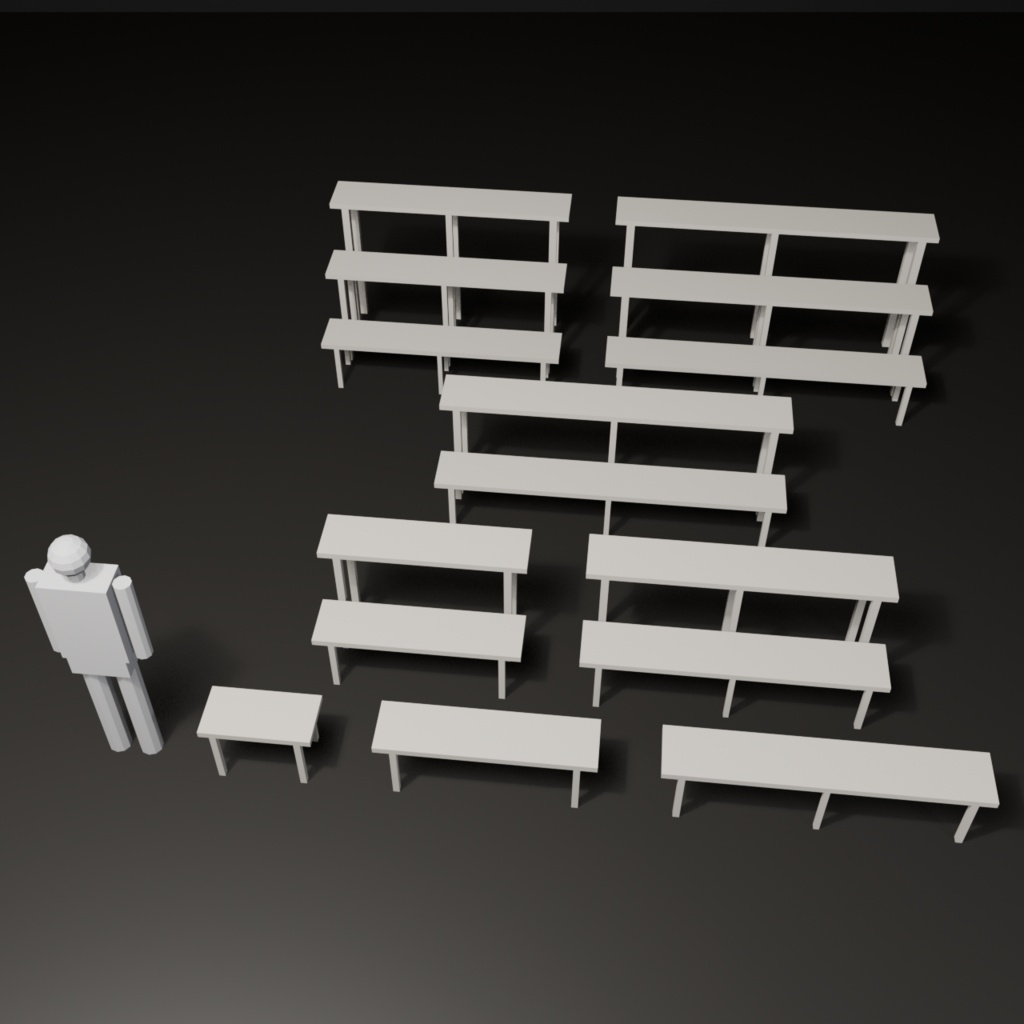 盆栽棚 白木|VRChat向け和風3D置物・8サイズ入り【軽量・Quest対応/ワールド装飾】