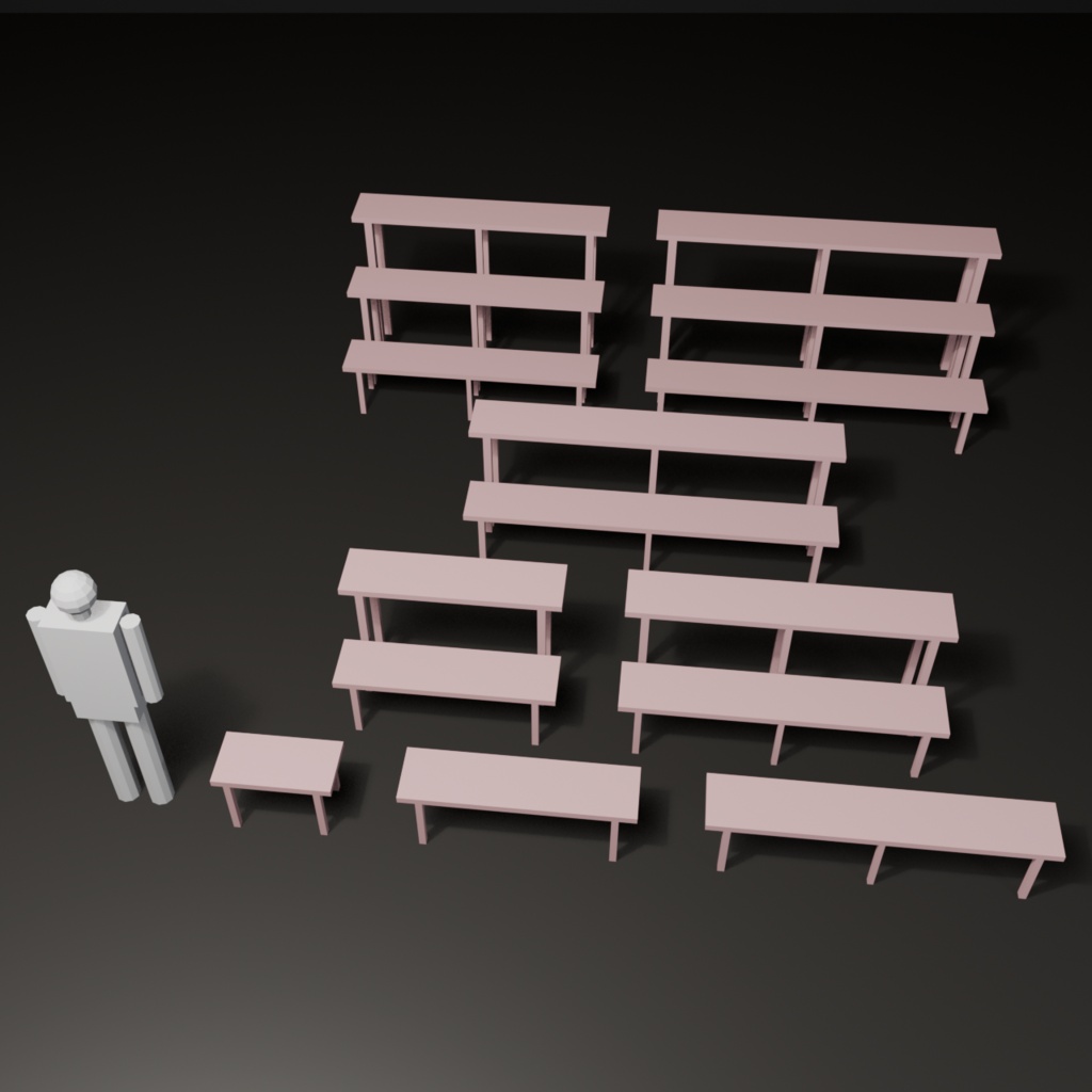 盆栽棚 桜色|VRChat向け和風3D置物・8サイズ入り【軽量・Quest対応/ワールド装飾】