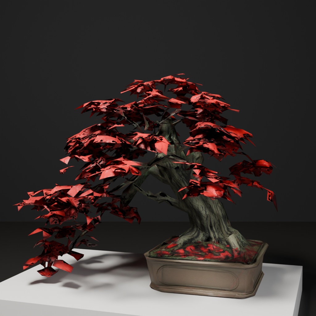 盆栽 モミジ 緋雲|VRChat向け和風3D置物・紅葉インテリア【ワールド装飾】