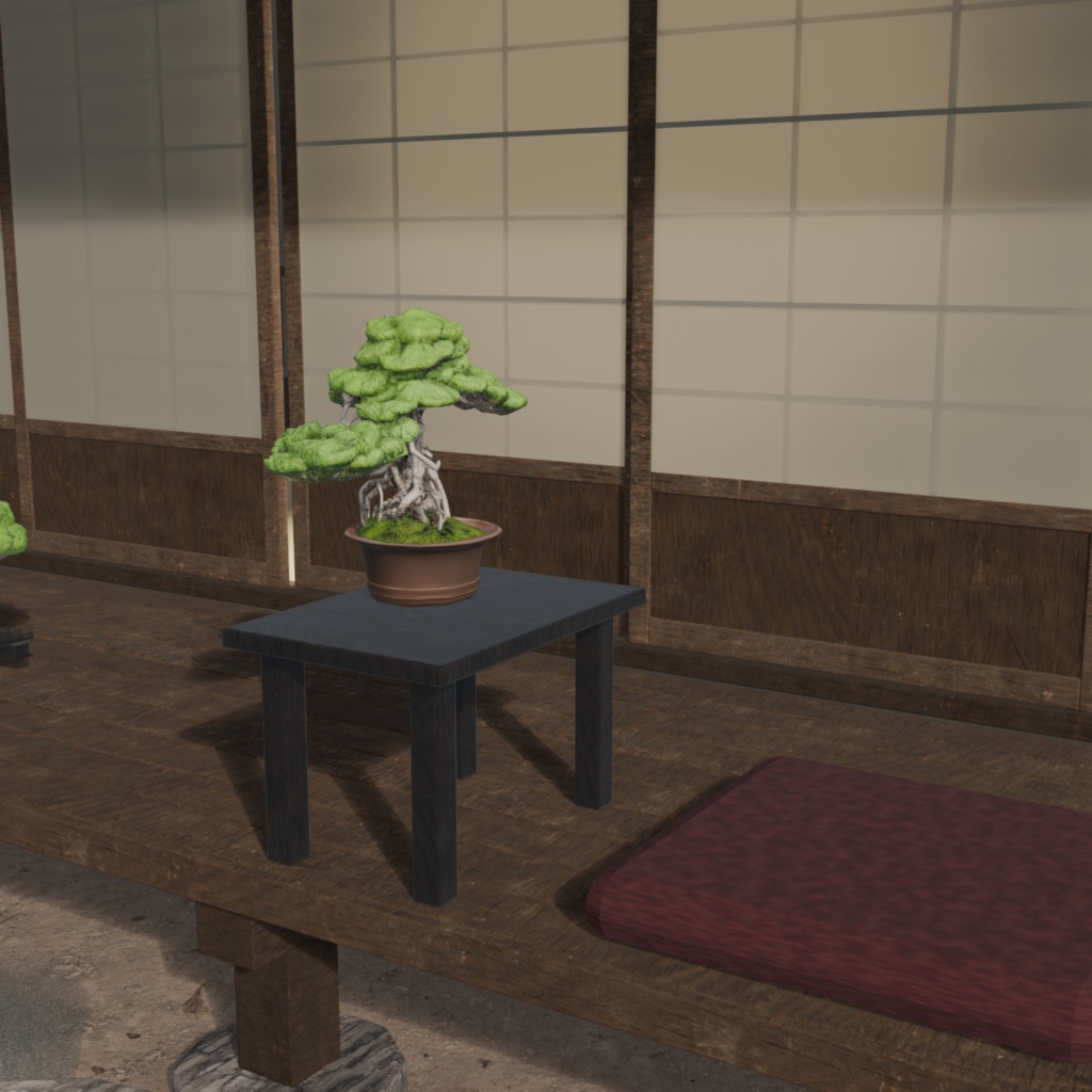 盆栽 黒松 蟠龍|VRChat向け和風3D置物・力強く捻れる露出根【ワールド装飾】