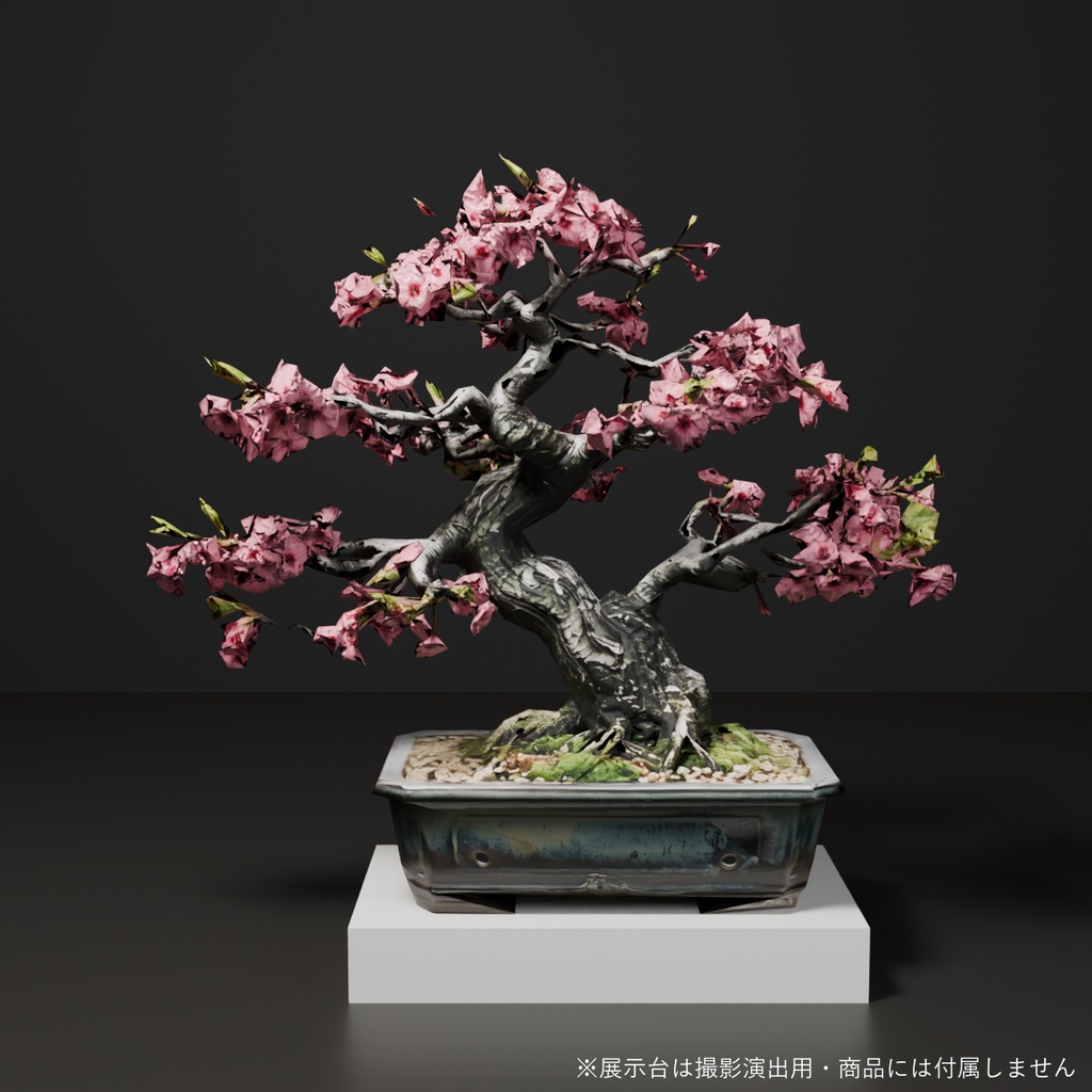 盆栽 桜 花雲｜VRChat向け和風3D置物・満開の八重桜【ワールド装飾】