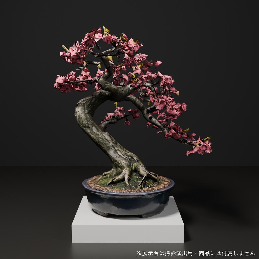 盆栽 桜 花吹雪|VRChat向け和風3D置物・風になびく吹き流しの桜【ワールド装飾】