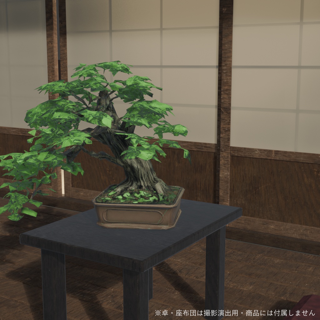 盆栽 モミジ 碧雲|VRChat向け和風3D置物・青もみじ/新緑【ワールド装飾】