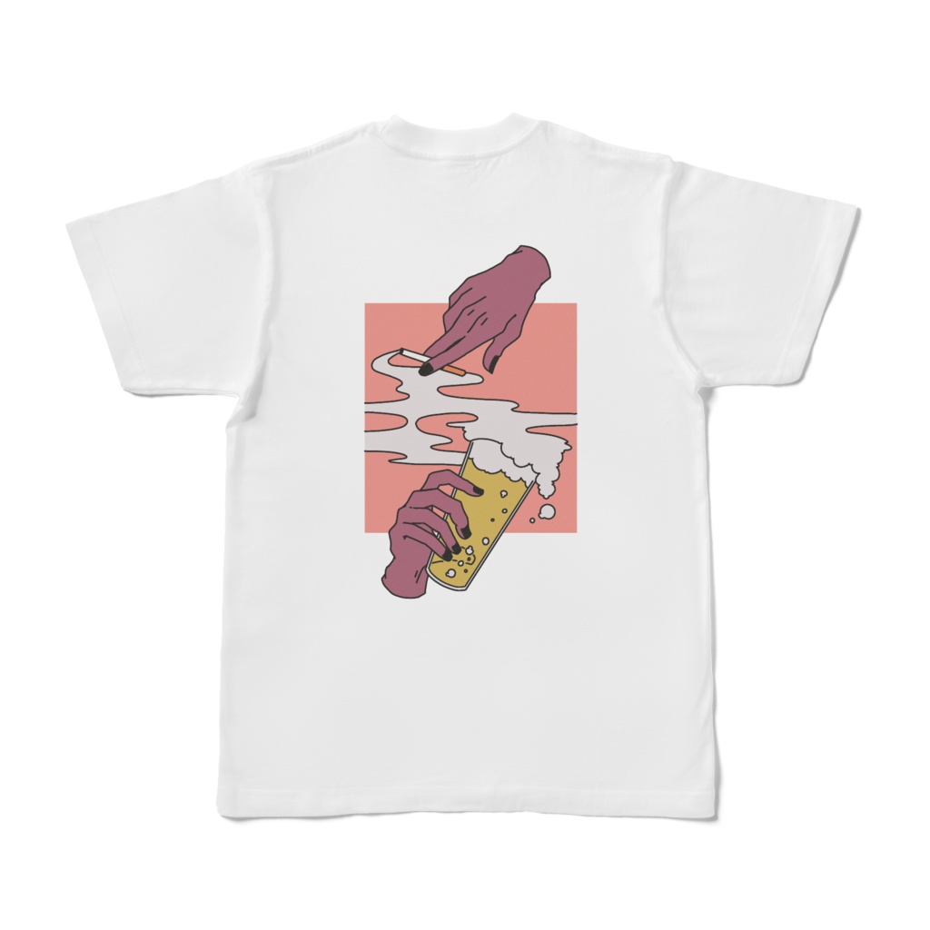 酒タバコTシャツ 青 黒 ピンク