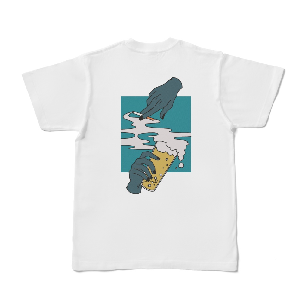 酒タバコTシャツ 青 黒 ピンク