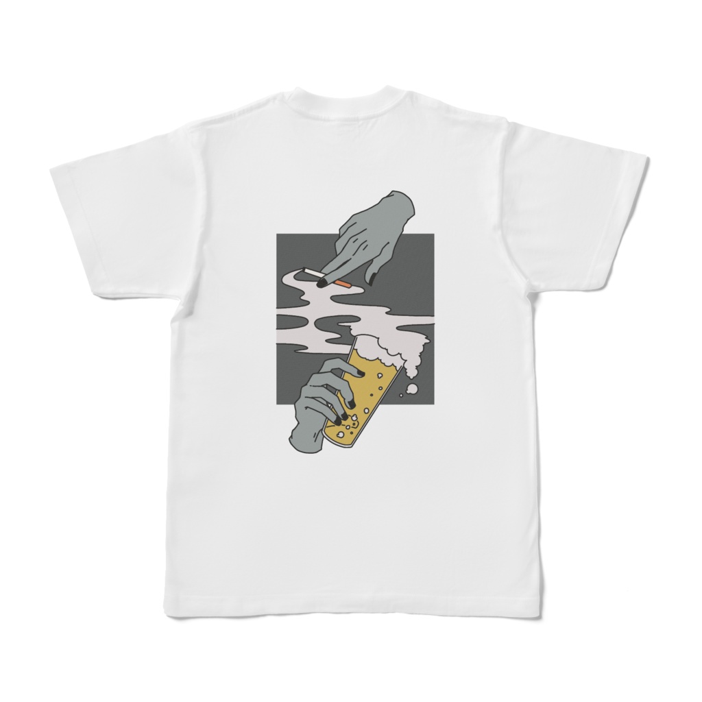 酒タバコTシャツ 青 黒 ピンク