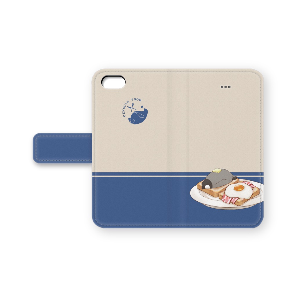PENGUIN FOOD「朝ごはん」 iphone 手帳型ケース