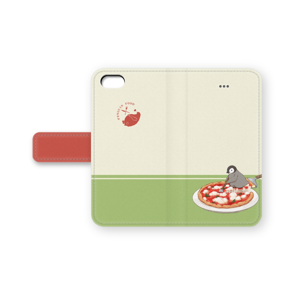 PENGUIN FOOD「ピッツァ/マルゲリータ」 iphone 手帳型ケース