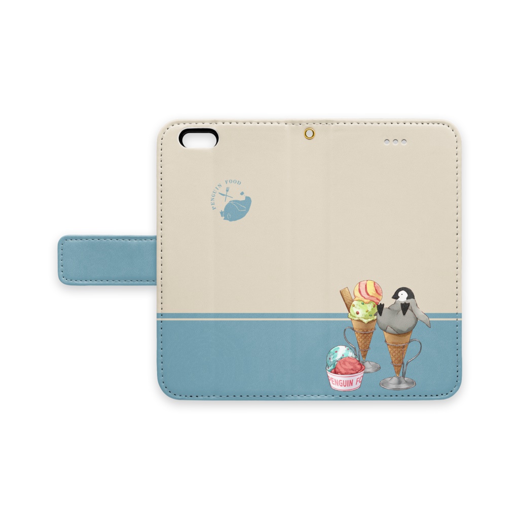 PENGUIN FOOD「アイスクリーム」 iphone 手帳型ケース