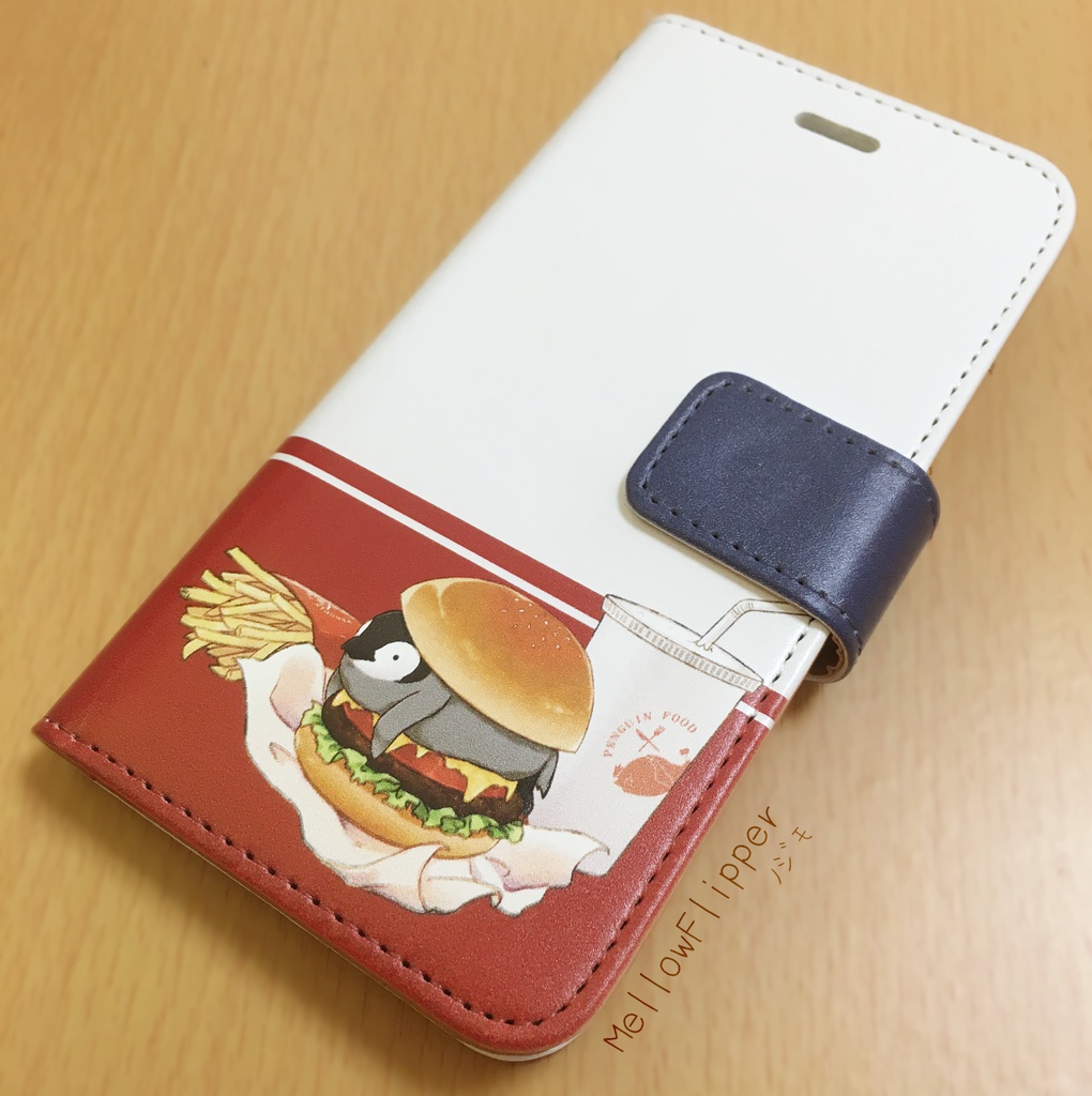 PENGUIN FOOD「ハンバーガー」  iphone 手帳型ケース