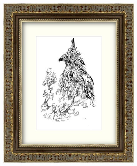 ペン画「クマタカ」原画