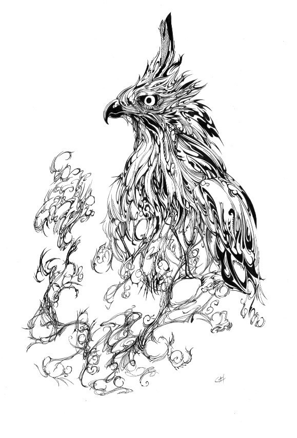 ペン画「クマタカ」原画