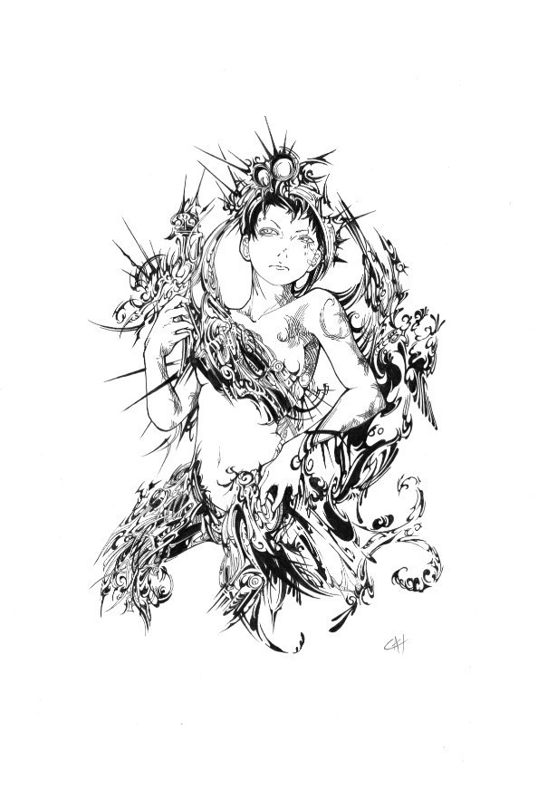 ペン画「女神」原画