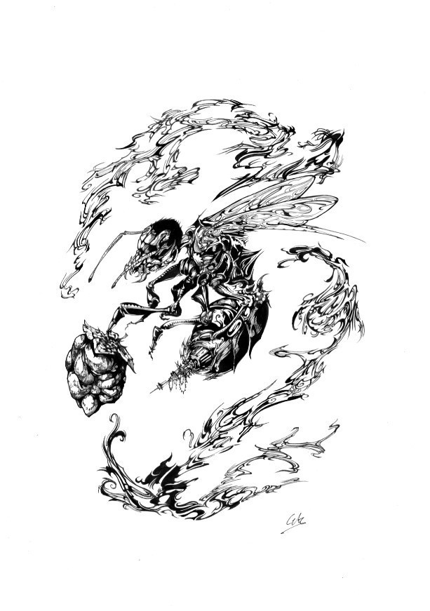 ペン画「蜂」原画