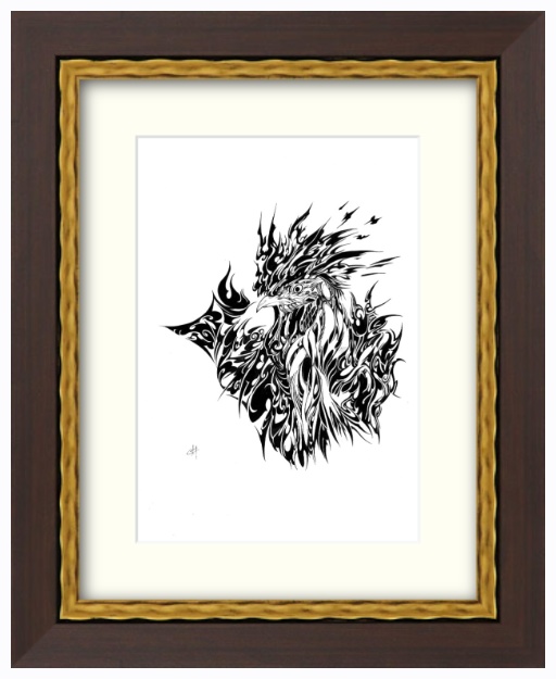 ペン画「ニワトリ」原画