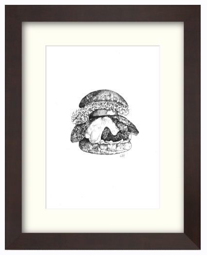 ペン画「ハンバーガー」原画