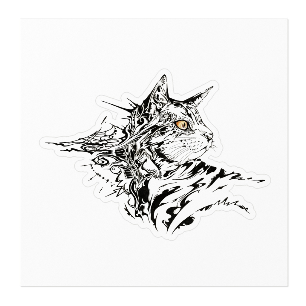 トライバルねこステッカー