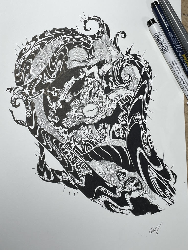 イカ ペン画 原画