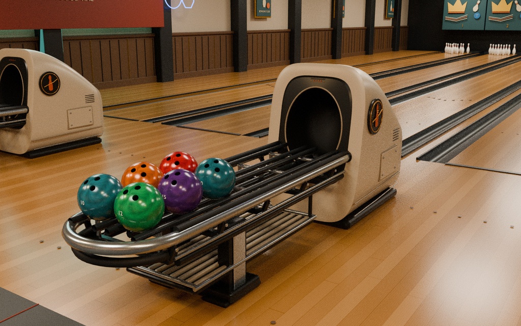 Retro Bowling Alley | ボウリング場3Dモデル