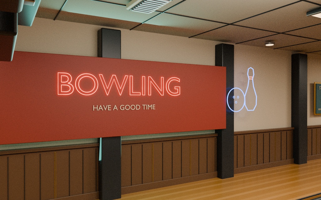 Retro Bowling Alley | ボウリング場3Dモデル