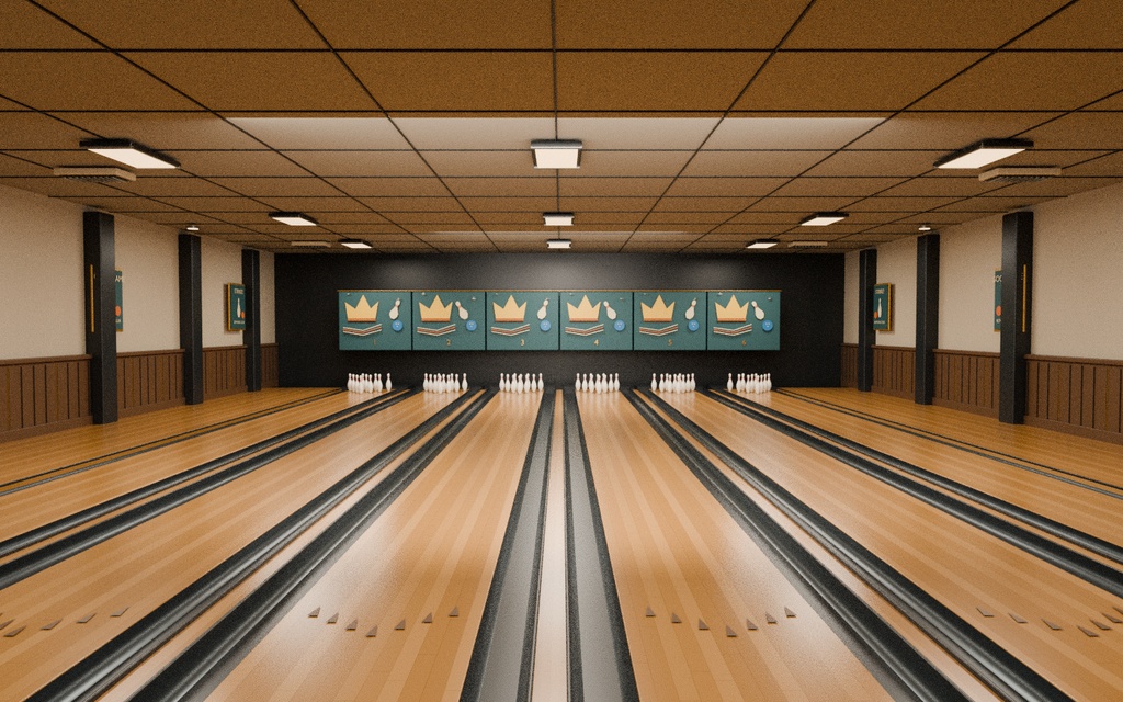 Retro Bowling Alley | ボウリング場3Dモデル
