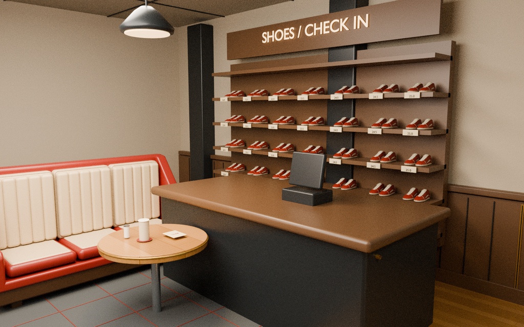 Retro Bowling Alley | ボウリング場3Dモデル