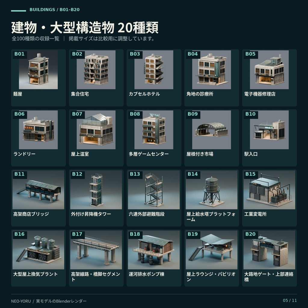 NEO YORU 100|サイバーパンク都市 3Dアセット集