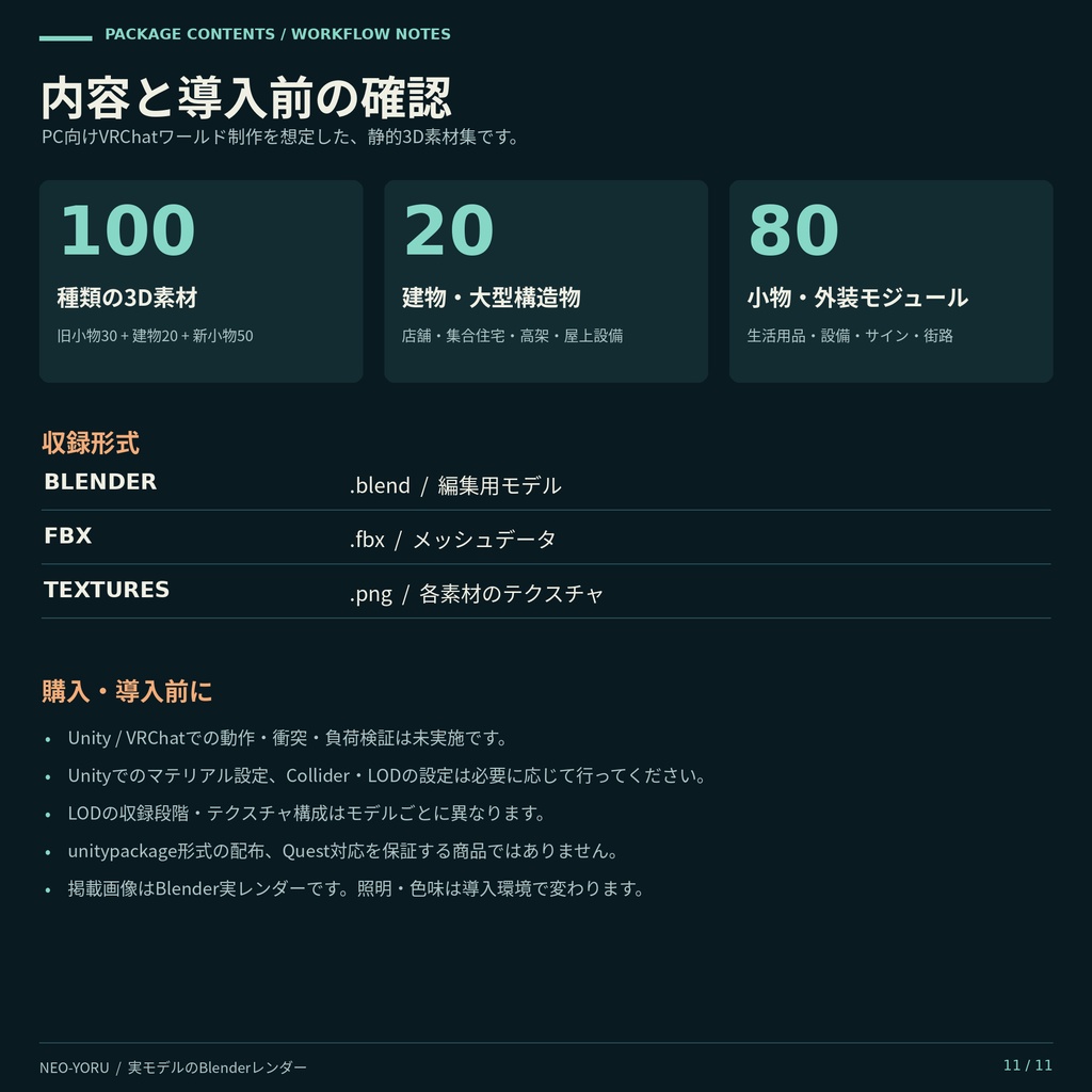 NEO YORU 100|サイバーパンク都市 3Dアセット集