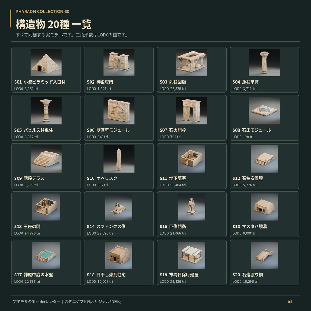PHARAOH COLLECTION 60|古代エジプト風3D素材集