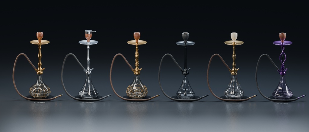 Shisha Atelier｜シーシャ台6種 3Dモデル【Blender / GLB】