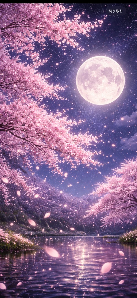Moonlit Sakura - 月夜の桜 - 花びら舞う幻想の夜 壁紙
