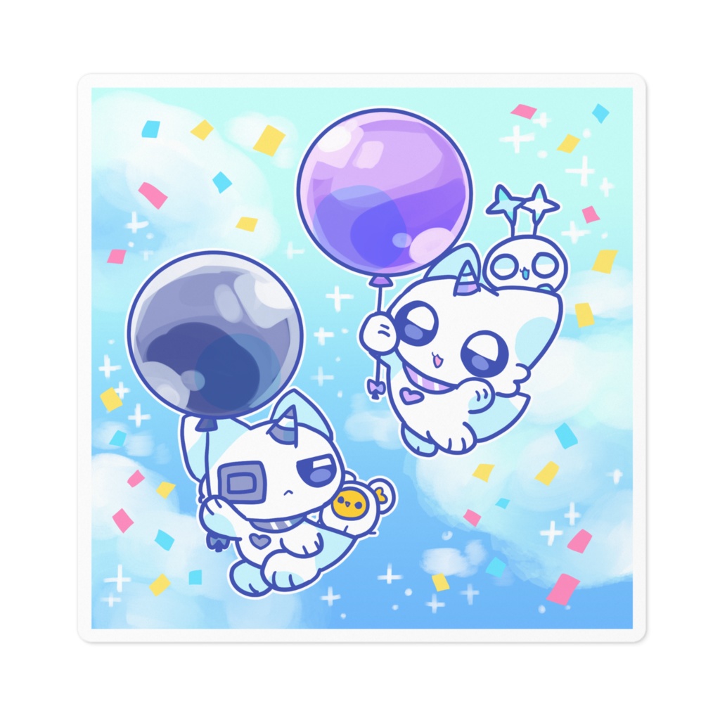 ユニドラ　風船と青空　ステッカー 100 x 100 (mm)