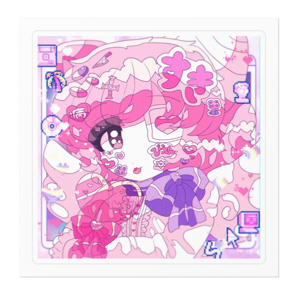 マカロン Love Candy ステッカー - 100 x 100 (mm)