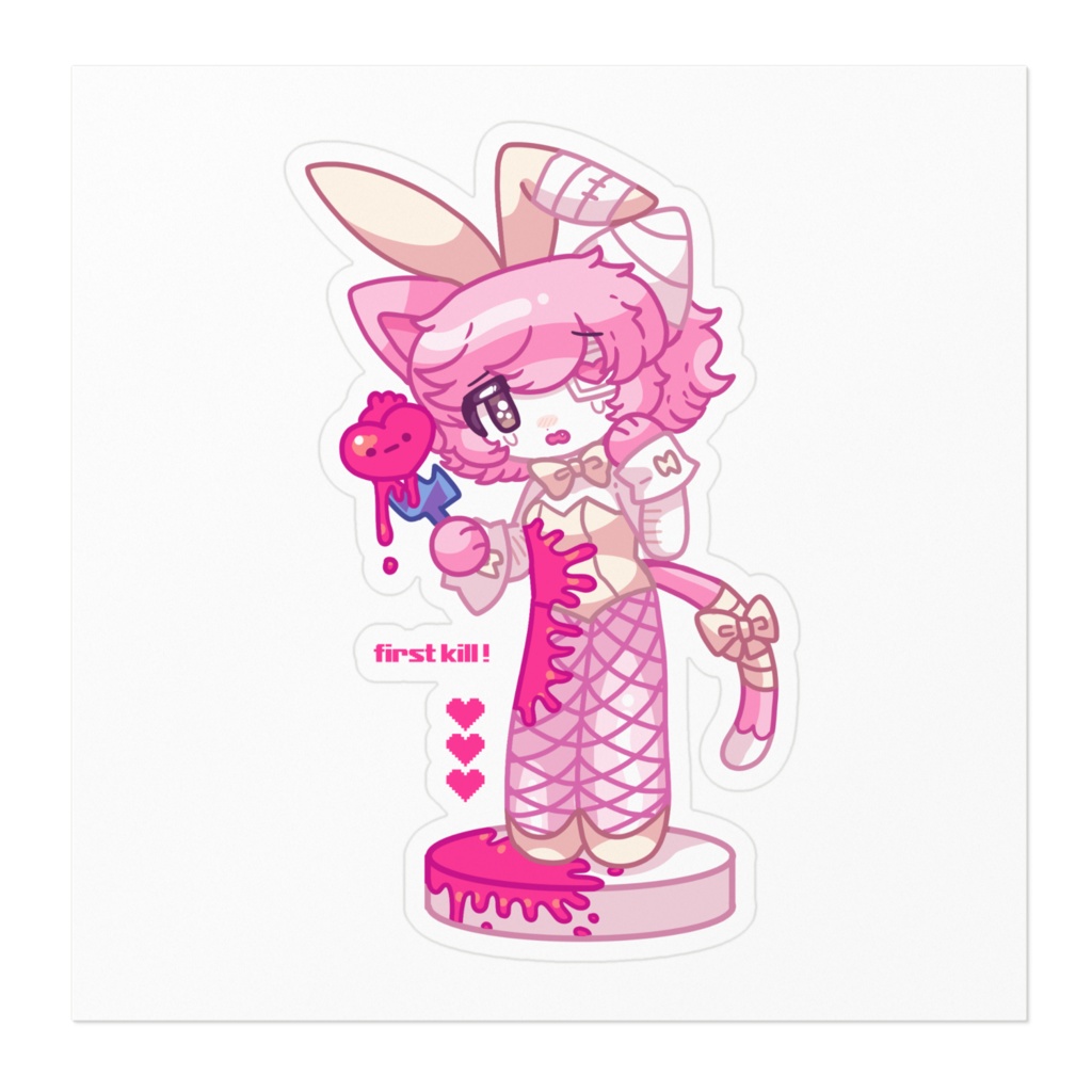 マカロン 白バニー ステッカー