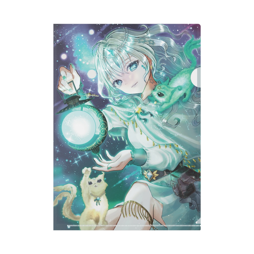 星天を巡る白髪少女と聖獣のA4クリアファイル