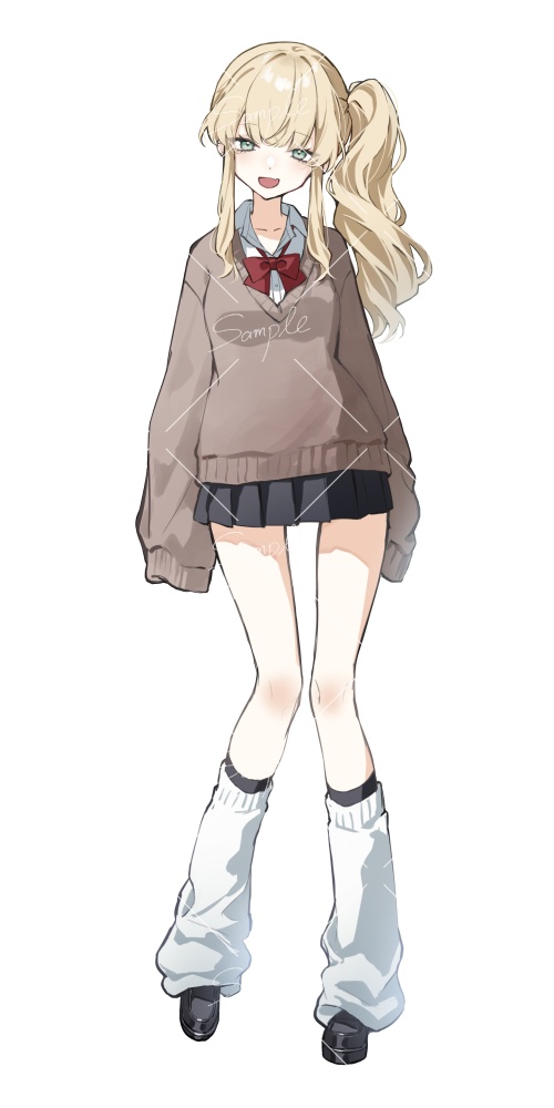 【立ち絵素材png、psd】金髪サイドポニテ女子高生ギャル