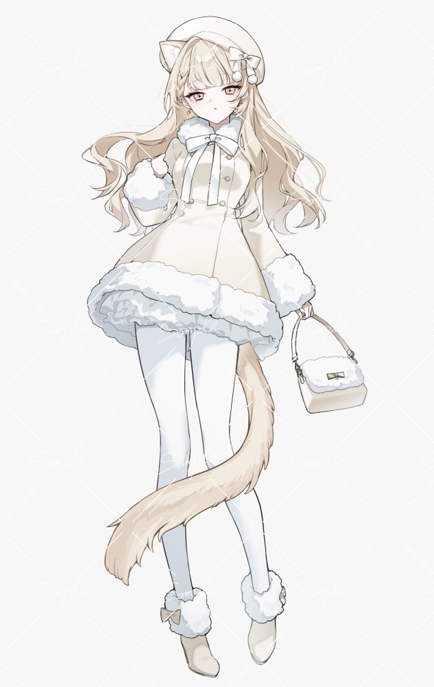 【立ち絵素材png、psd】ファー付きコートの少女立ち絵【表情差分あり】