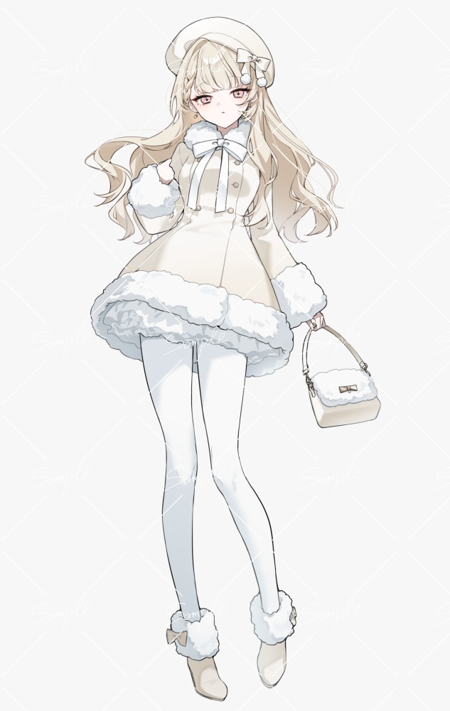 【立ち絵素材png、psd】ファー付きコートの少女立ち絵【表情差分あり】