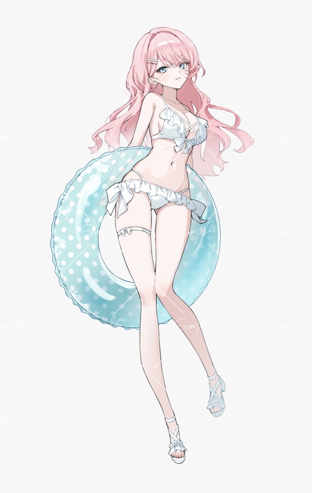 【立ち絵素材png、psd】水着少女立ち絵【表情差分あり】