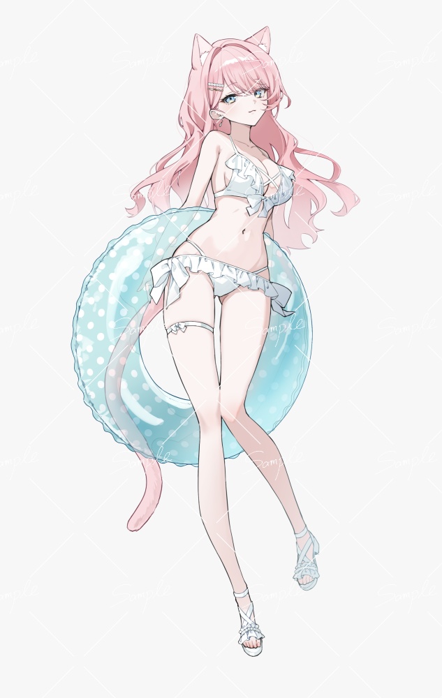 【立ち絵素材png、psd】水着少女立ち絵【表情差分あり】