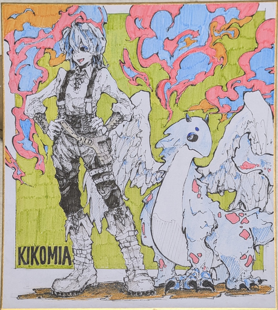 【ペン画】君となら何処へでも【色紙原画】