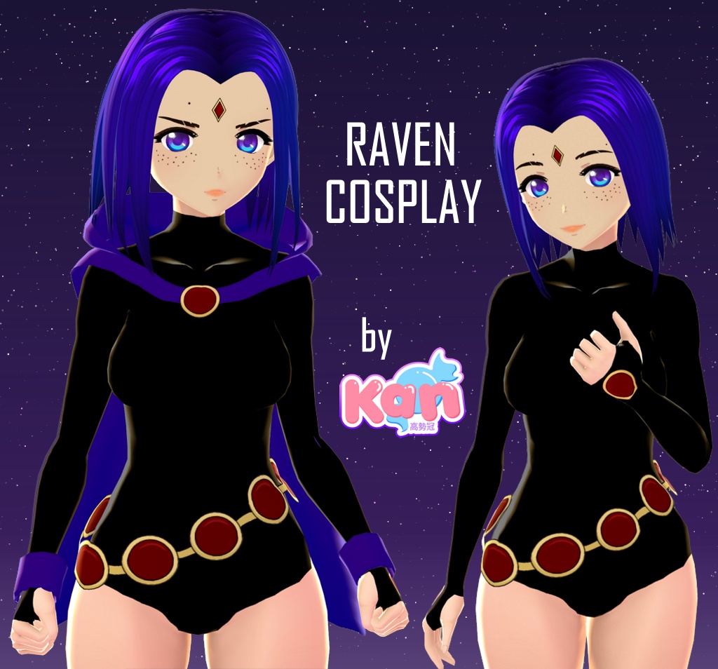 Vroid Cosplay コスプレ - Raven (Teen Titans)