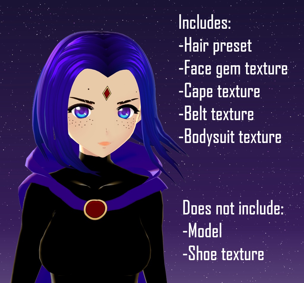 Vroid Cosplay コスプレ - Raven (Teen Titans)