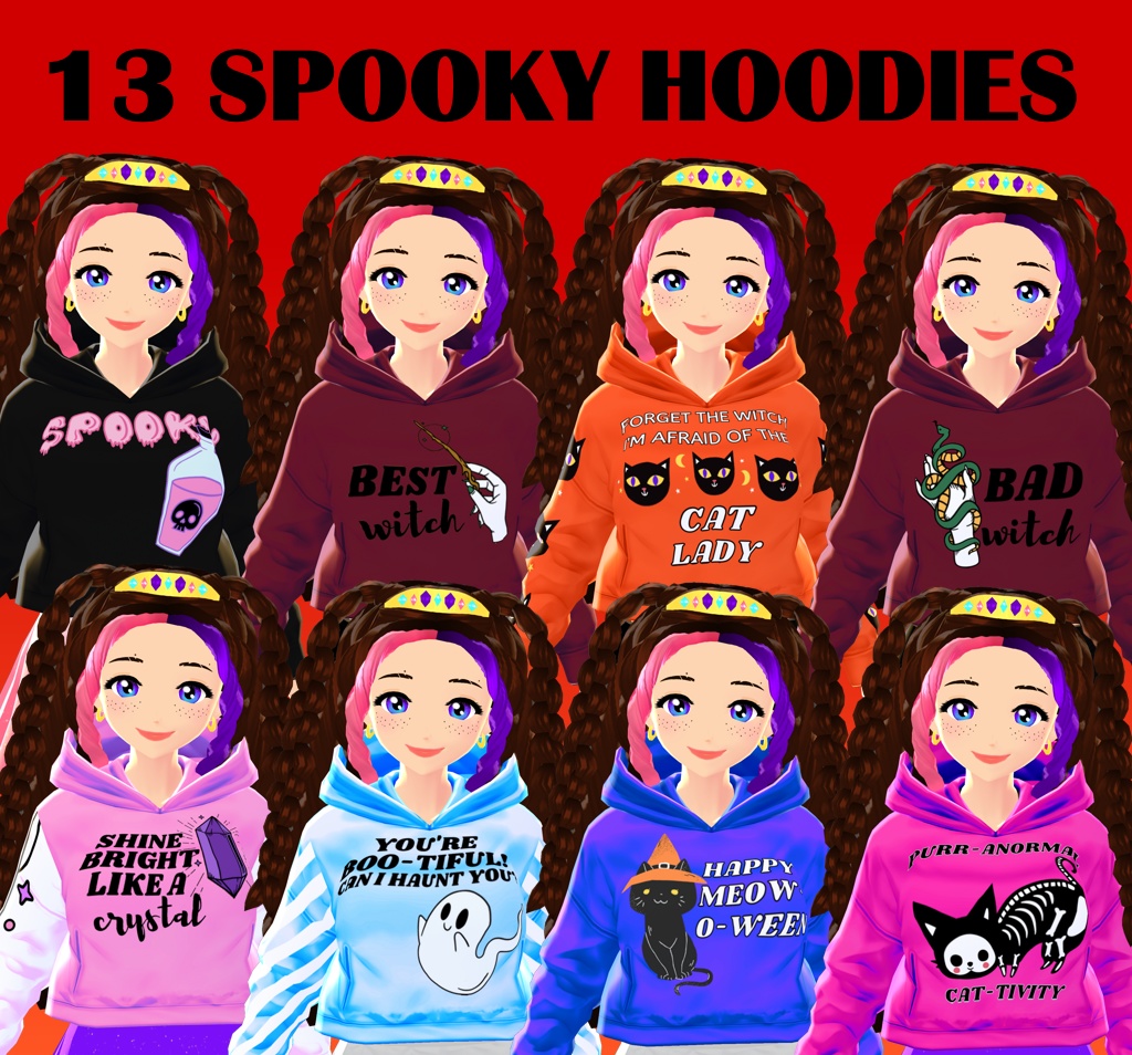 13 Spooky Halloween Cropped Hoodies Pack for VROID ブイチューバー